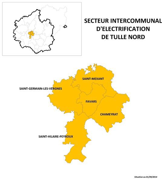 Carte secteur d'énergie de Tulle Nord